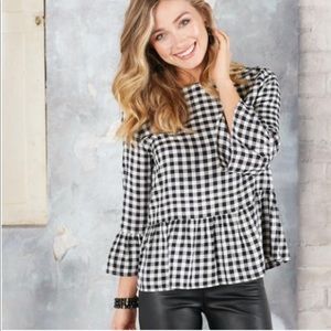 Black & White Gingham Blouse XL